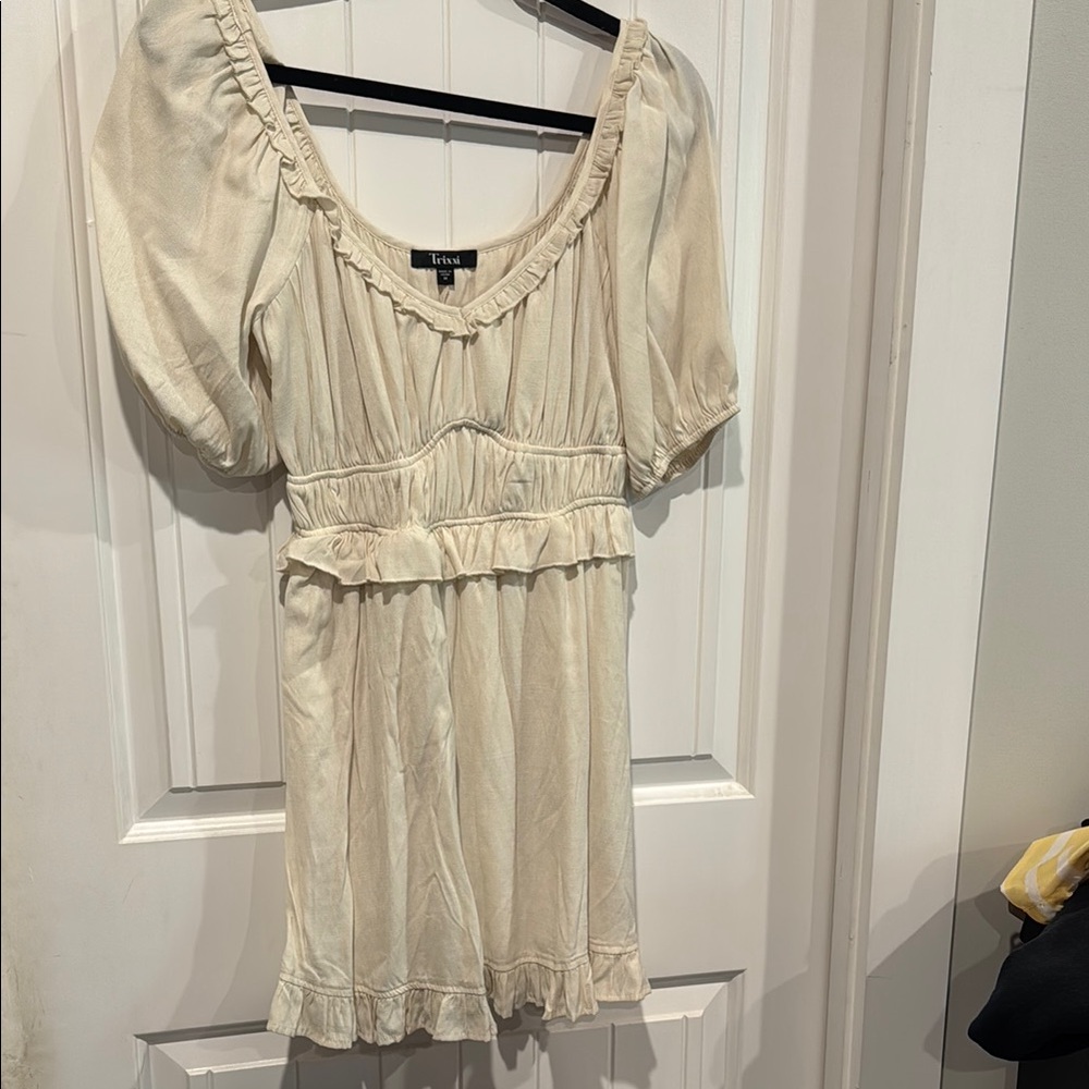 Cream Puff Sleeve Ruffled Mini Dress